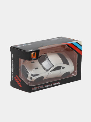 White 1:43 Scale Diecast Nissan GTR R35 Metal Car Box
