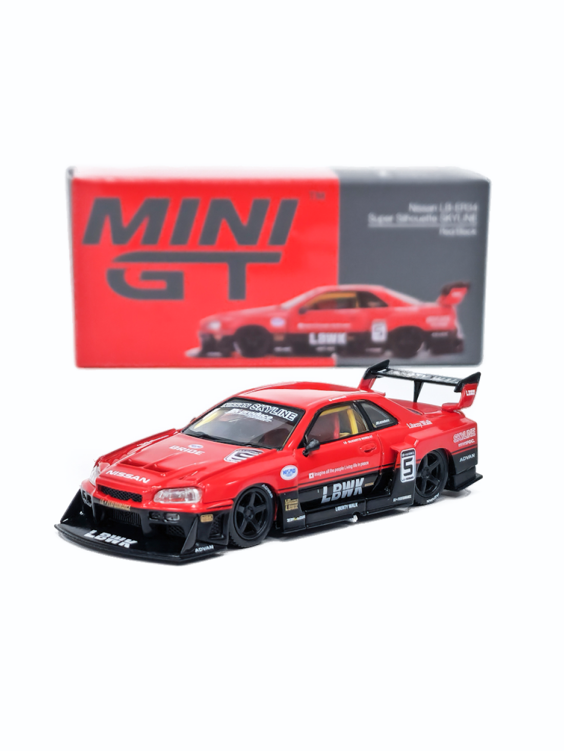 Mini GT Nissan LB-ER34 Super Silhouette SKYLINE 1:64 Red-Black #843